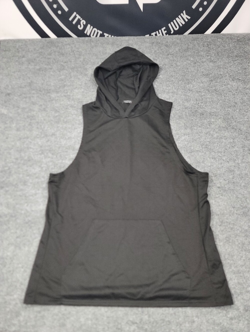 COOFANDY Mens Sleeveless Hooded Workout Hoodie Tank Navy Black Size XL
